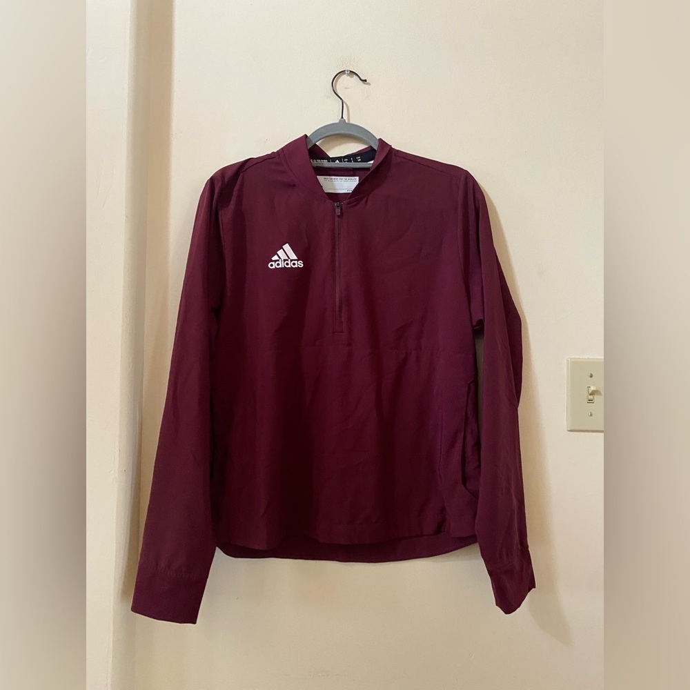 Adidas Burgundy 1/4 Zip Pullover Women’s Size S Athletic Top